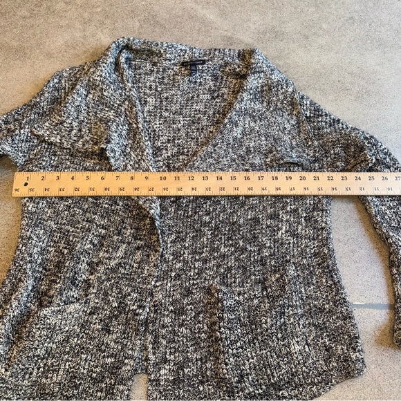 Eileen Fisher XS Open Front Cardigan Organic Cotton Alpaca Blk-Wht Pockets - Picture 7 of 11